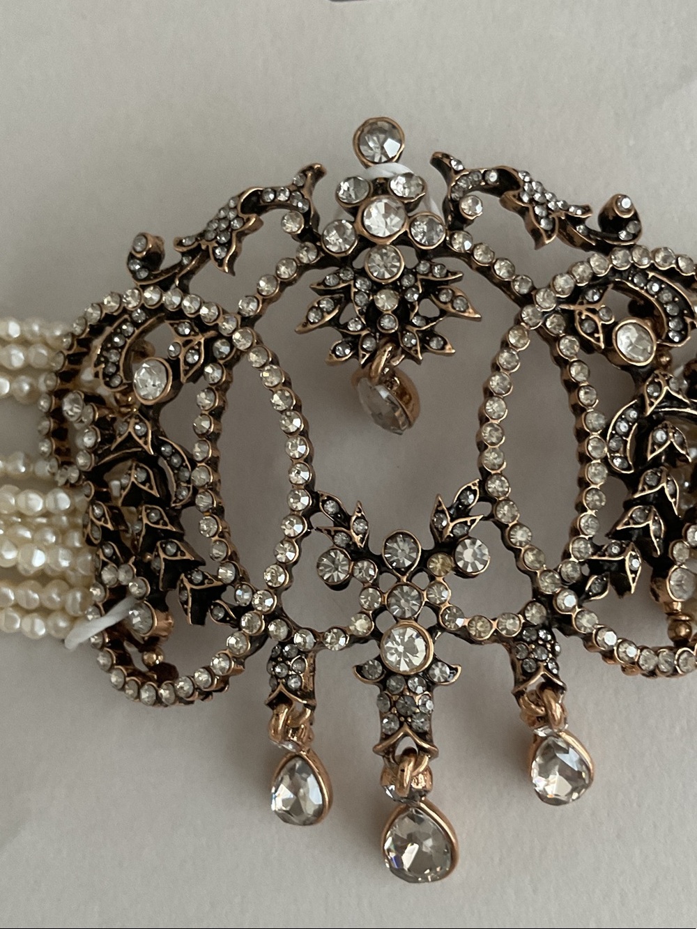 Zara SOLD OUT Gold-Tone Crystal and Pearl Choker